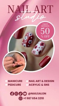 Pink Gradient Nail Art Studio Instagram Story Indaba yaku-Instagram template
