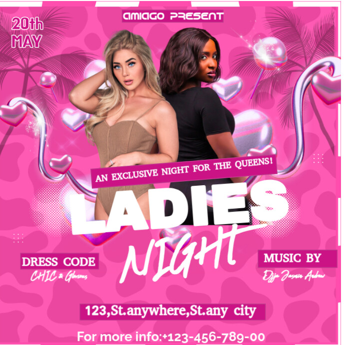 Pink Gradient Party Invitation Flyer  Instagram Post template