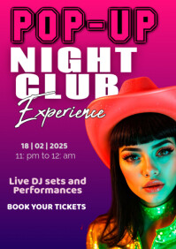 Pink Gradient Pop Up Night Club A1 template