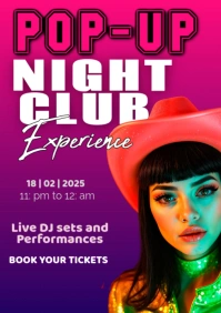 Pink Gradient Pop Up Night Club A1 template