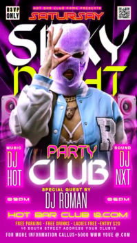 Pink Gradient Saturday Sexy Night Club Party Flyer Digital Display (9:16) template