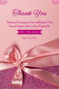 Pink Gradient Thank You Card  Poster template