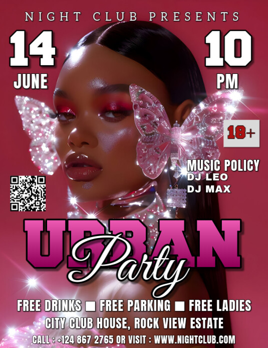 Pink Gradient Urban Party Flyer (us Letter) template