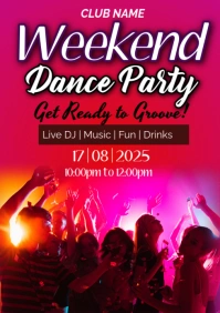 Pink Gradient Weekend Dance Party  A1 template