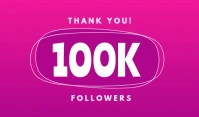 Pink Gradients Thank You For 100k Followers Merker template