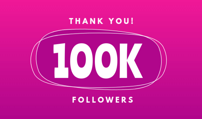 Pink Gradients Thank You For 100k Followers Etiqueta template