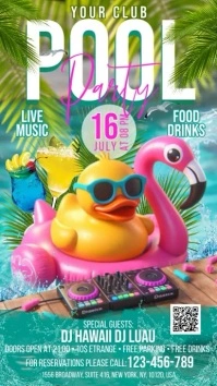 Pink Green Blue Pool Party Digital Display (9 template