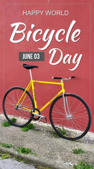 Pink Grunge World Bicycle Day  Instagram Story Instagram-verhaal template
