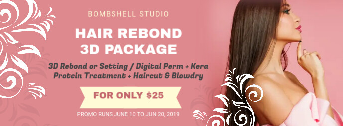 Pink Hair Salon New Package Banner Facebook-omslagfoto template