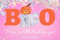 Pink Halloween Boo Tag Label template