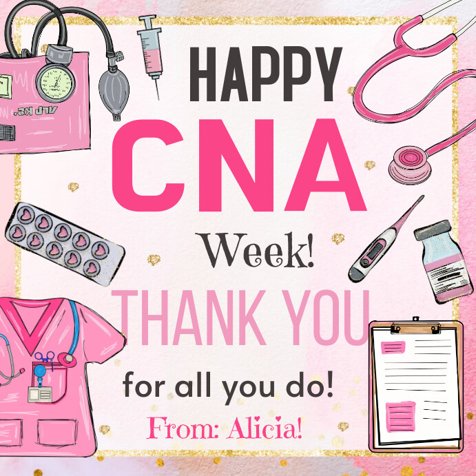 pink Happy CNA week tag Template PosterMyWall pink Happy CNA week tag Template PosterMyWall