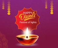 Pink Happy Diwali Festival Medium Rectangle template