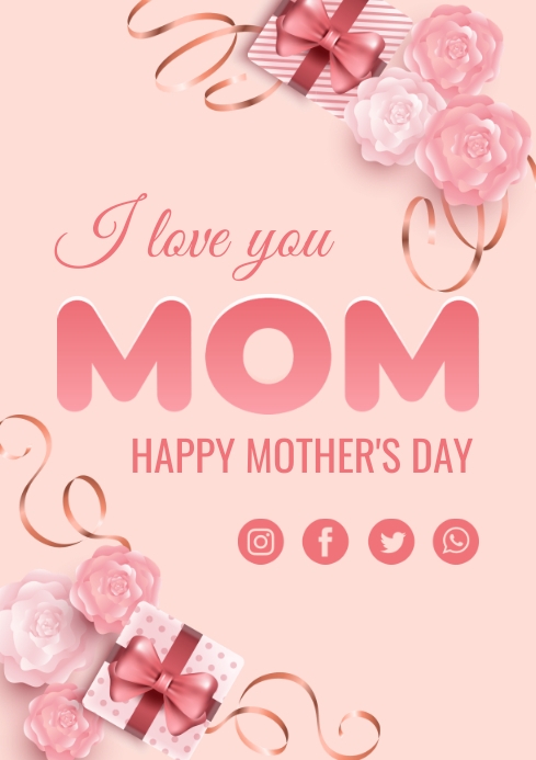 Pink Happy Mothers Day A4 template