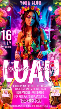 Hawaiian Luau Party Digitalt display Template