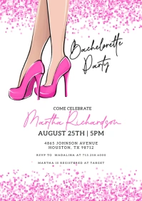 Pink High Heels Bachelorette Party Invitation A4 template