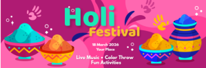Pink Holi Festival Intestazione di Twitter Template
