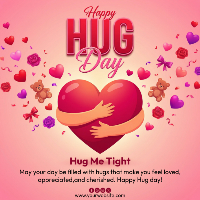 Pink Hug Day Celebration Instagram Post Template | PosterMyWall