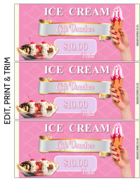 Pink Ice Cream Gift Voucher Flyer (us Letter) template