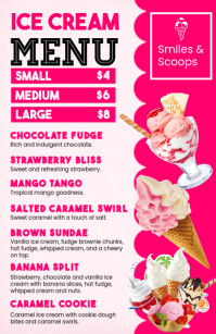 Pink Ice Cream Menu Tabloid template