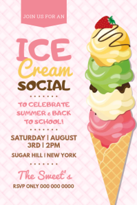 สีขาว Ice Cream Social Plakat Template