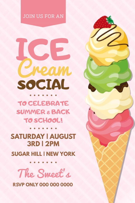 Pink Ice Cream Social Poster template