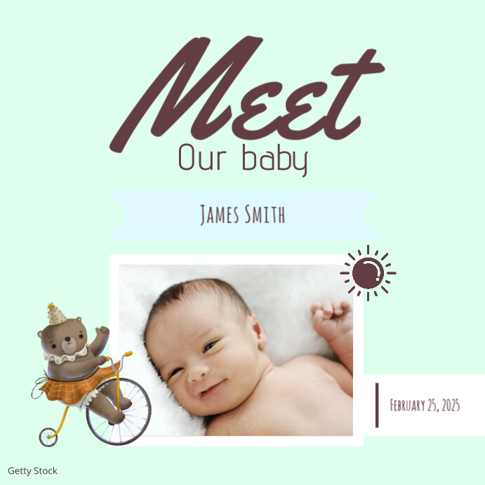 Pink Illustrative Baby Announcement Post Iphosti le-Instagram template