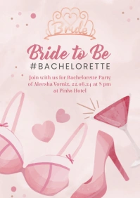 Pink Illustrative Bachelorette Party Invitati A4 template