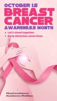 Pink Illustrative Breast Cancer Awareness Month Instagram Story template