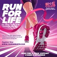 Pink Illustrative Breast Cancer Awareness Walk & Run Instagram Post Instagram-opslag template
