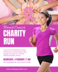 Pink Illustrative Breast Cancer Charity Run Instagram Portrait template