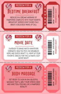 Pink Illustrative Date Night Gift Coupons Tabloid template