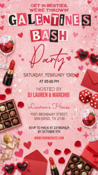 Pink Illustrative Galentines Bash Party Instagram Story template