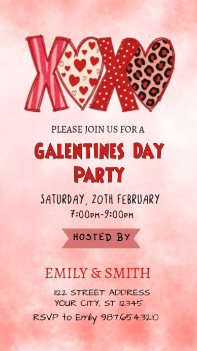 Copy of Pink Illustrative Galentines Girls Night Invitation Instagram ...