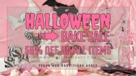 Pink Illustrative Halloween Bake Sale Digital template