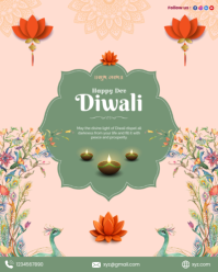Pink Illustrative Happy Dev Diwali Instagram Portrait template