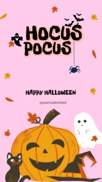 Pink Illustrative Hocus Pocus Happy Halloween Instagram Story template