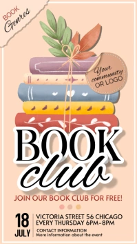 Pink Illustrative Pastel Color Book Club Inst Instagram Story template