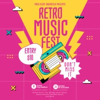 Pink Illustrative Retro Music Fest Instagram Iphosti le-Instagram template