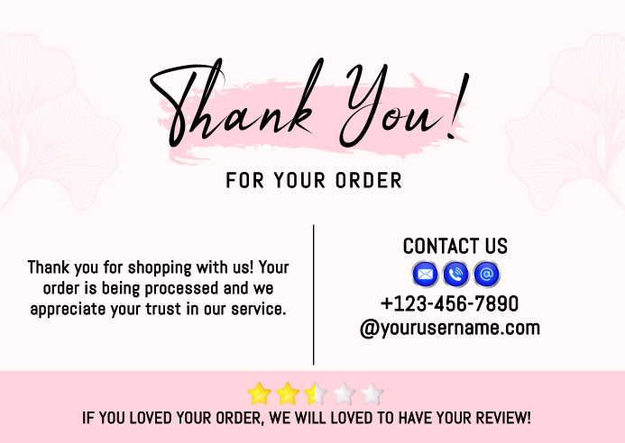 Pink Illustrative Thank You Card Postcard Template | PosterMyWall