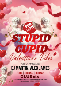 Pink Illustrative Valentine's Day A6 template