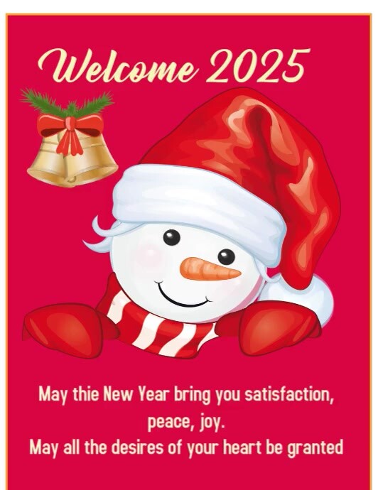 Pink Illustrative Welcome 2025 Flyer (us Letter), new year greeting card, template