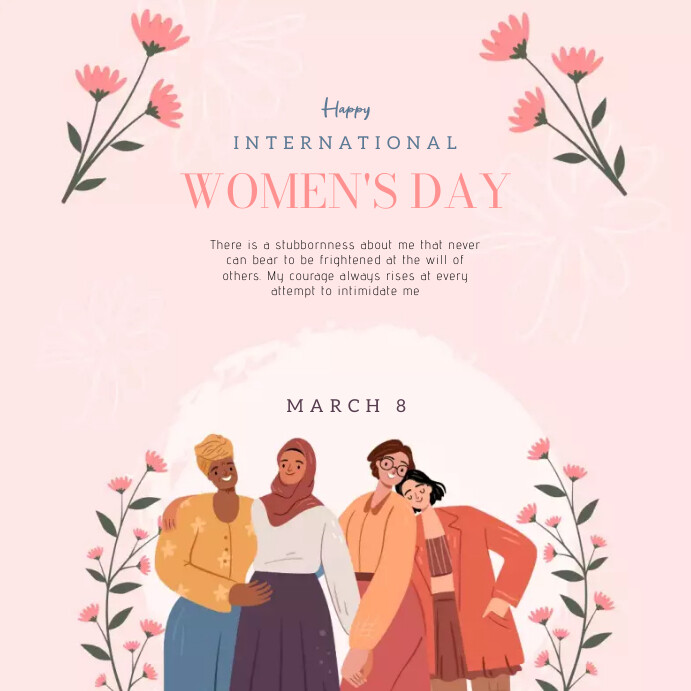 Pink Illustrative Women's Day Invitation Template | PosterMyWall