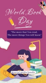 Pink Illustrative World Book Day Facebook Story template