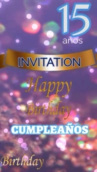 Pink Ilustrativo Birthday Party Quinceañera 2 Digital Display (9:16) template