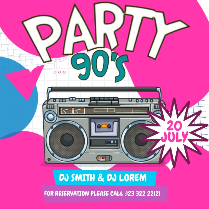 Pink Instagram Party 90s Template | PosterMyWall