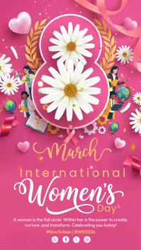 Pink International Women's Day Instagram Story Video template