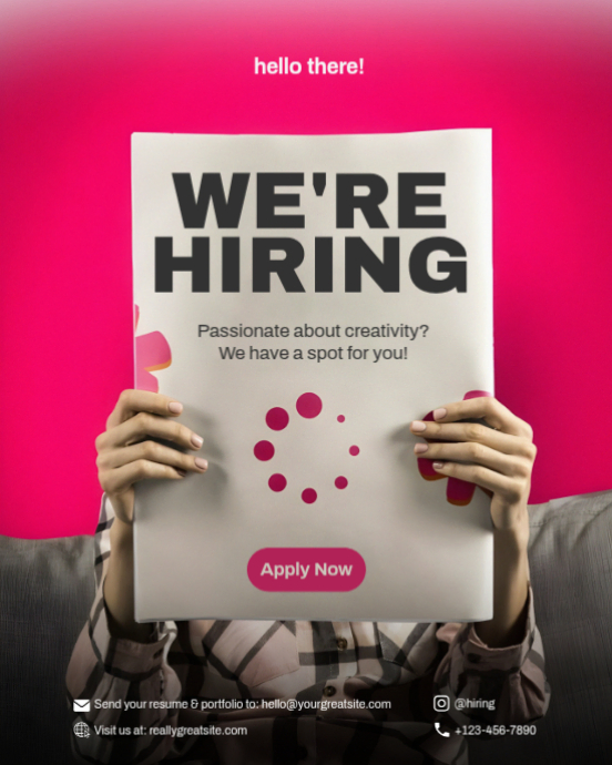 Copy of Pink Job Recruitment Instagram Portrait | PosterMyWall