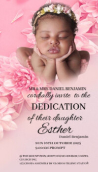 Pink Joyful Baby Dedication Business Card Visitenkarte template