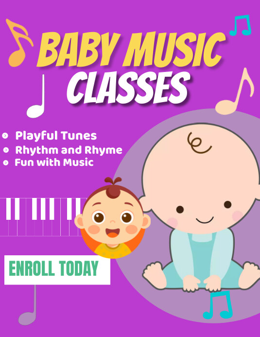 Pink Joyful Baby Music Classes  Flyer (us Let Pamflet (VSA Brief) template