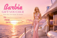 Pink Barbie Gift Voucher Label Template